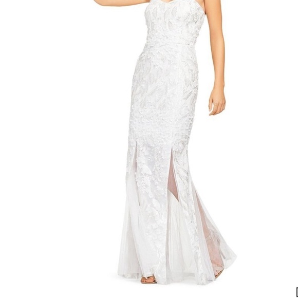 Aidan Mattox White Embroidered Strapless Evening - Picture 13 of 14